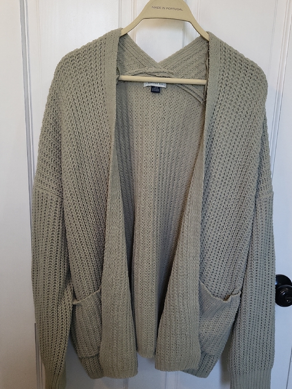American Eagle Outfitters Open-Front Chunky Cardigan - Sage